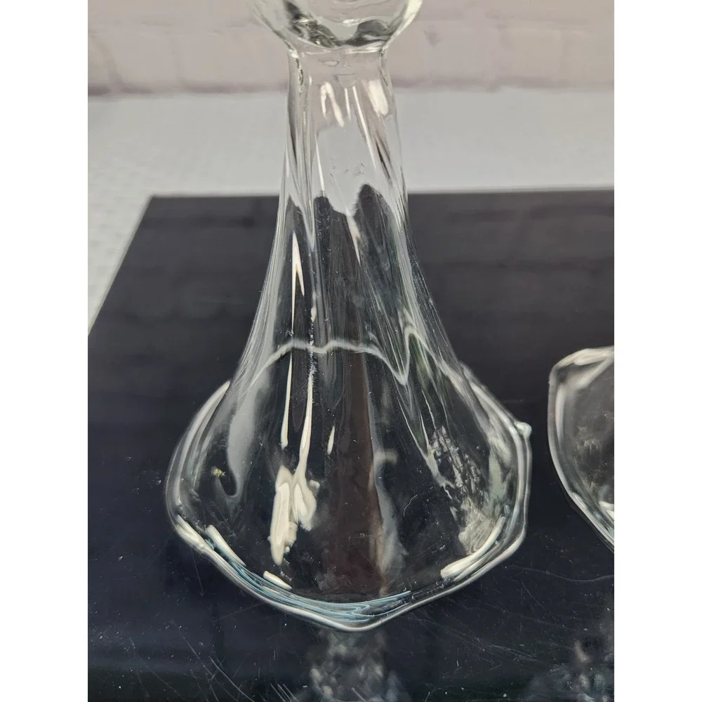 Hand Blown Bow / Tulip by Monarch Crystal Champagne Flute Glasses Set of 2